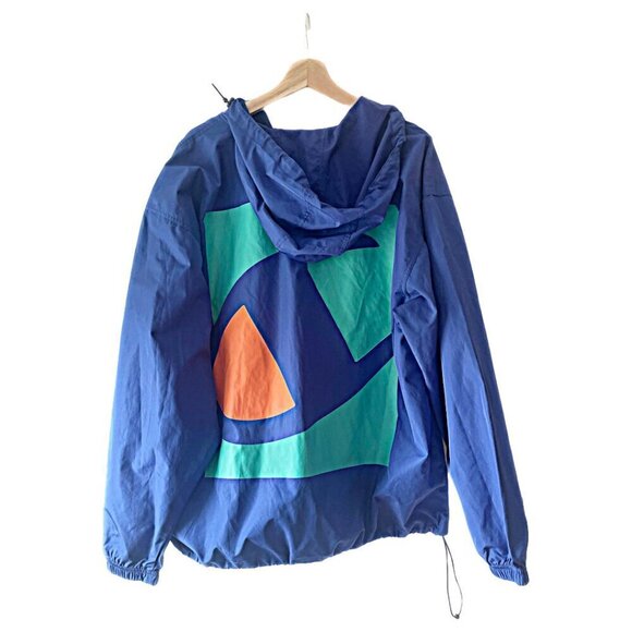 Champion 1/4‎ Zip Blue Windbreaker with Hood Large Logo Size XL NWOT - Picture 1 of 7